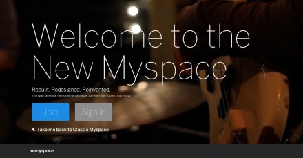 (Screen shot of the new Myspace site.) 